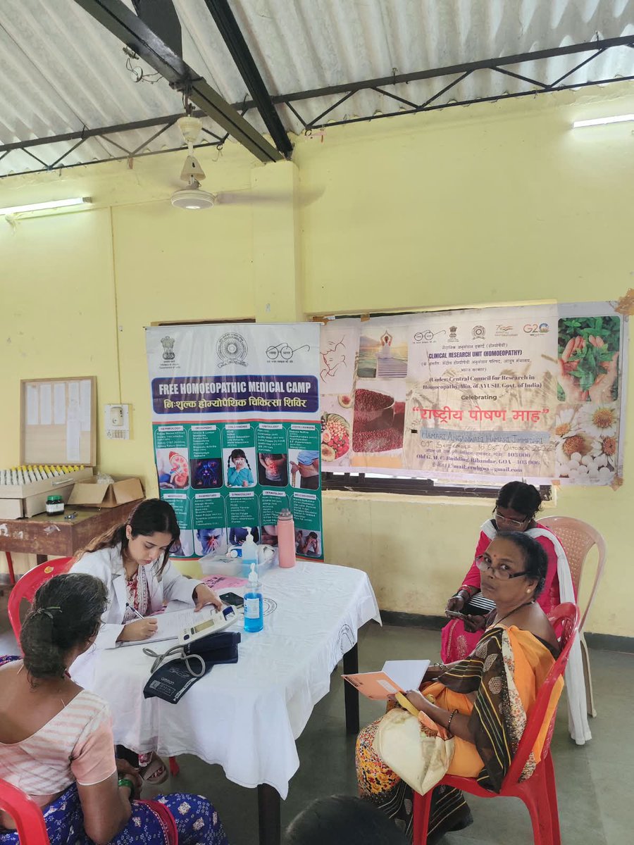 cruhgoa's tweet photo. In observance of Rashtriya Poshan Maah 2026, CRU(H), Goa, in collaboration with the AYUSH Cell, Goa, conducted a Free Homoeopathic Medical Health Camp at AAM, Bastora, Goa. Dr. Mayura Faldessai, JRF(H), and Dr Pranita Parob,CHO, AAM, Bastora provided consultations &amp; medicines. https://t.co/Y2SyXbv9aY