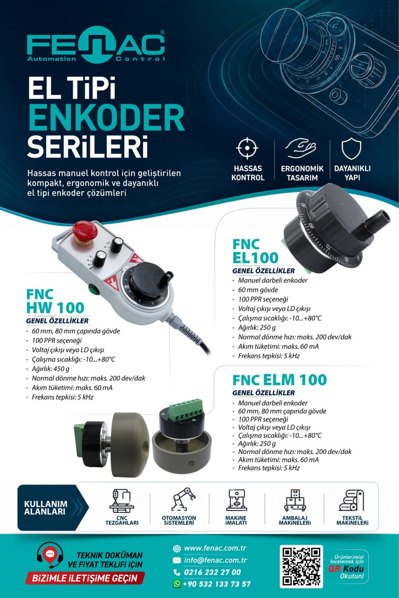 fenacencoder's tweet photo. FENAC El Tipi Enkoder Serileri
#FENAC #ElTipiEnkoder #Enkoder #Encoder #ManualPulseEncoder #100PPR #VoltageOutput #LDOutput #CNC #CNCTezgahları #OtomasyonSistemleri #Makineİmalatı #AmbalajMakineleri #TekstilMakineleri #EndüstriyelOtomasyon #IndustrialAutomation https://t.co/glIacUQ0ko
