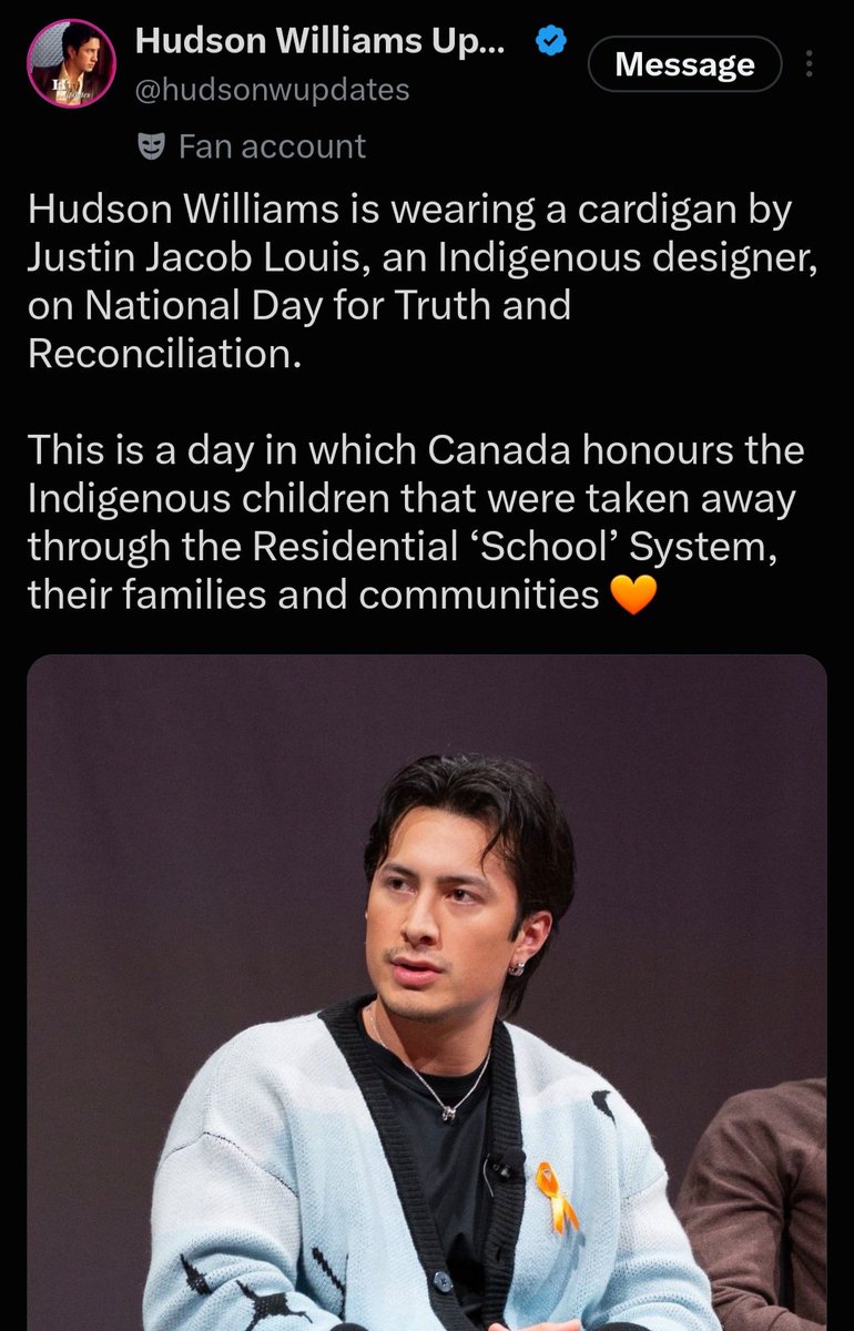 hollanov_hq's tweet photo. I'm seeing that this is how many people learned about Truth and Reconciliation day bc Hudson chose to be intentional and commemorate via his clothing choices

I love that he 100% understands what he can do with his platform, to put a light on very important issues &amp; help people https://t.co/A6LTXk4lDH