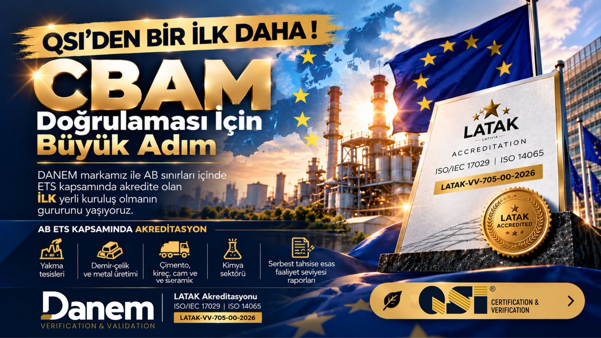 qsicertificate's tweet photo. 🚀 QSI’dan BİR İLK DAHA!
🌍 2025ten bu yana süren yoğun bir çalışmanın sonucunda DANEM Markamız ile ETS kapsamında AB sınırları içinde akredite olan İLK yerli kuruluş olmanın gururunu yaşıyoruz.
📩 info@qsi.com.tr
#QSI #DANEM #EUETS #CBAM #SKDM #SeraGazı #Doğrulama https://t.co/5VkZOcoKUB