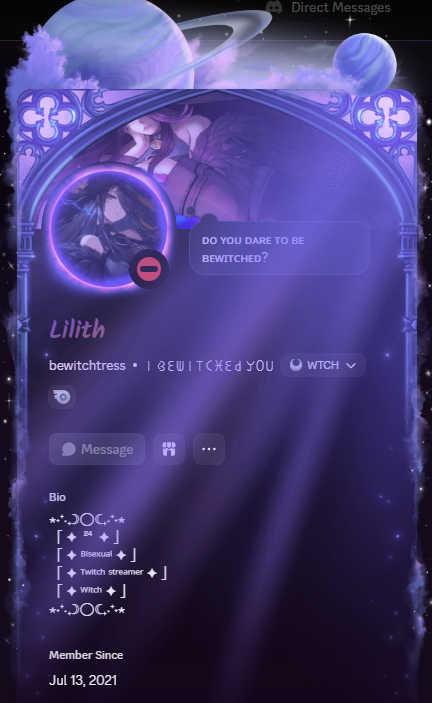 bewitchtress's tweet photo. New Discord Profile and omggg I love ittttt https://t.co/1jNxq5Ouru