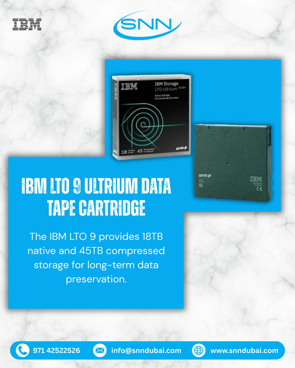 daintycookie647's tweet photo. Next-level storage power! ⚡ IBM LTO 9 provides 18TB native and 45TB compressed capacity for long-term data preservation.   📞 +971 42522526   🌐 https://t.co/Jl4RG2ap6W   #LTO9 #IBM #DataStorage #CyberSecurity https://t.co/PDpJPK0lgs