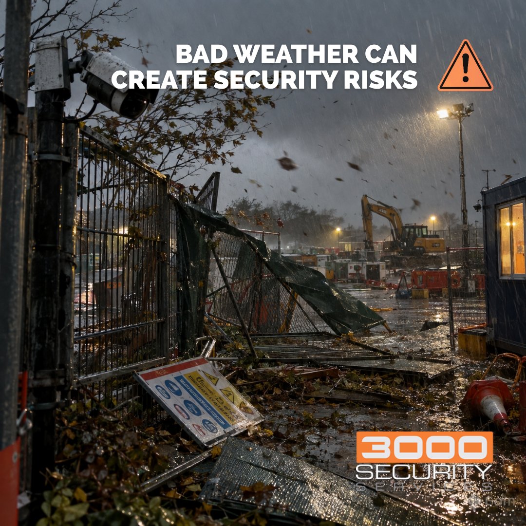 3000Security's tweet photo. Autumn weather can create security vulnerabilities too 🌧️🍂

Damaged fencing, loose gates or obstructed CCTV could create an opportunity for unauthorised access. After bad weather, checking your perimeter should be on the list.

#propertysecurity #sitesecurity https://t.co/N0xbpqqvlI