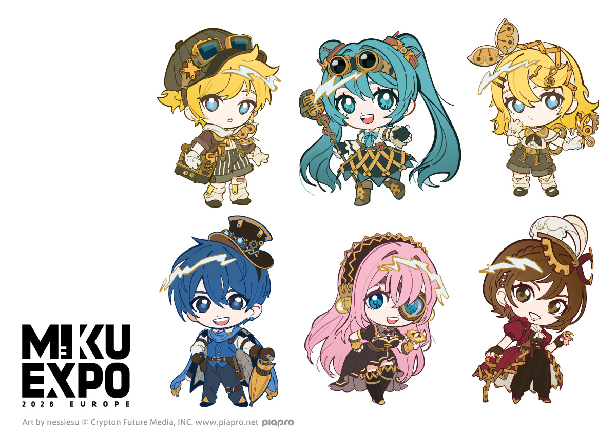 mikuexpo's tweet photo. 🎨MIKU EXPO 2026 EUROPE Commemorative Visuals🎨

Check out these amazing commemorative visuals for the EUROPE tour✨⚙
Art by local artists based in Europe!

Neko Rina (@NekoRina_Art)
inioli (@inioli )
nessiesu (@nessiesuart)

Get your goggles ready for the goods lineup, to be announced at a later date!👀

#MIKUEXPO2026 #MIKUEXPO #HatsuneMiku