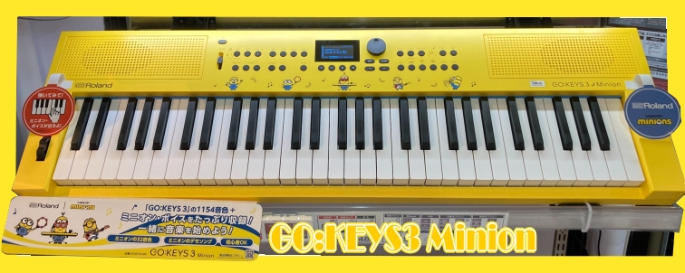 bic_yuurakuchou's tweet photo. 【NEW #電子キーボード 🎹展示開始✨】
#ローランド #GOKEYS3 シリーズよりNEWモデル、
GO:KEYS3 Minion 登場!
当店に入荷しております💛
2F #楽器 コーナーにてご体感ください🎹🎵 https://t.co/AFeYXIyrnU