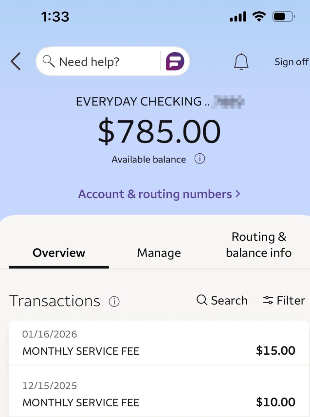 PaultoTrading's tweet photo. A Wells Fargo customer got hit with a $15 monthly checking fee.

$15 a month.
$180 a year.
Just to keep your own money in a checking account earning basically nothing.
Yes, the fee can be waived if certain requirements are met.
But that’s exactly the annoying part.

Why should customers have to watch their balance or deposit timing just to avoid getting charged?

The customer’s solution was simple: move the money to a HYSA and close the account.

Hard to blame them.

Would a $15 monthly fee make you leave Wells Fargo?

#WellsFargo