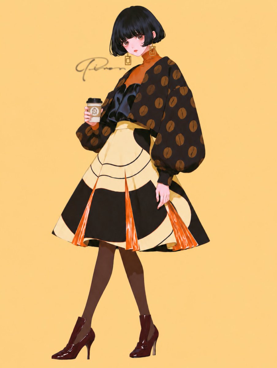 pinon_ai's tweet photo. 以前ドリンクファッションシリーズの時、なぜだか作ってなかった珈琲ちゃん☕️
国際コーヒーの日ということで登場です！！

また珈琲パッケージも作りたいなぁ🥳 https://t.co/EnCCDlyyGx