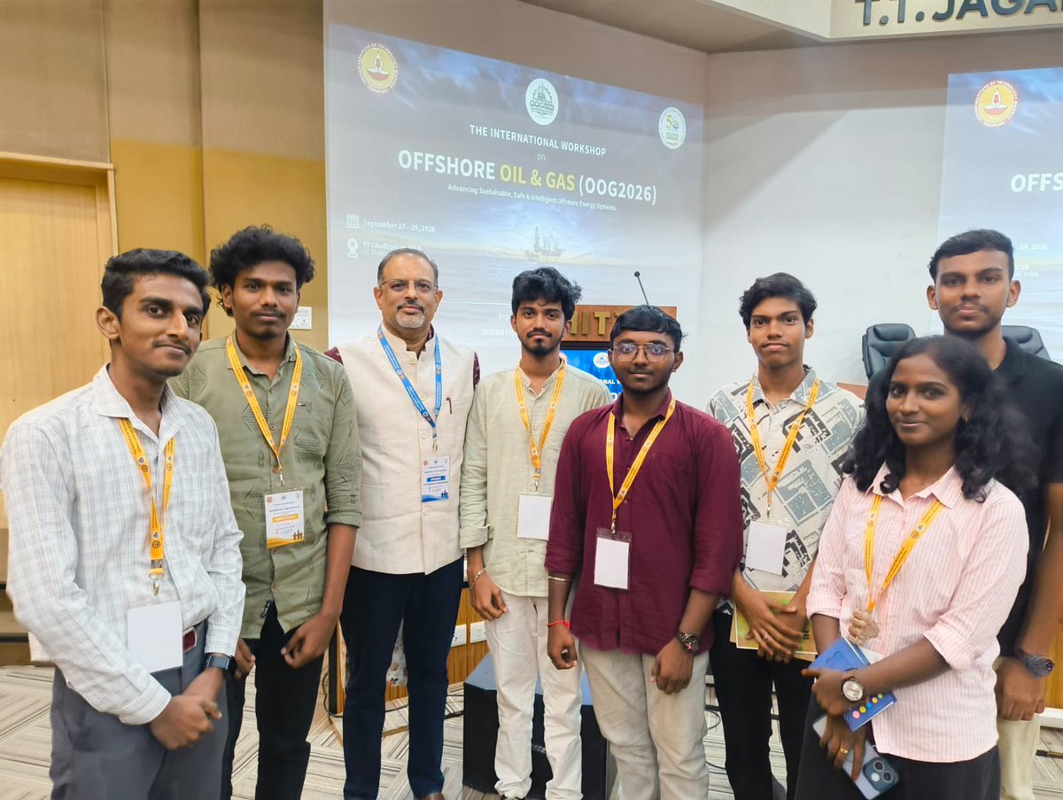spe_auact's tweet photo. https://t.co/qSw7HDEiFN Petroleum Engineering &amp; Technology students of SPE AUACT participated in OOG 2026 at IIT Madras (27–29 Sept 2026).

Workshop insights covered offshore technology, safety, sustainability, and emerging energy systems, linking learning to industry. https://t.co/lk9HtyhPoX