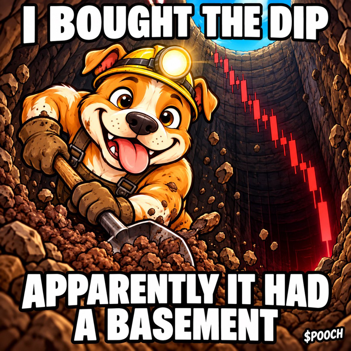 1Poochee's tweet photo. Bought the dip. Found the basement. Currently applying for a mining permit. ⛏️ https://t.co/YOMToNPPZy