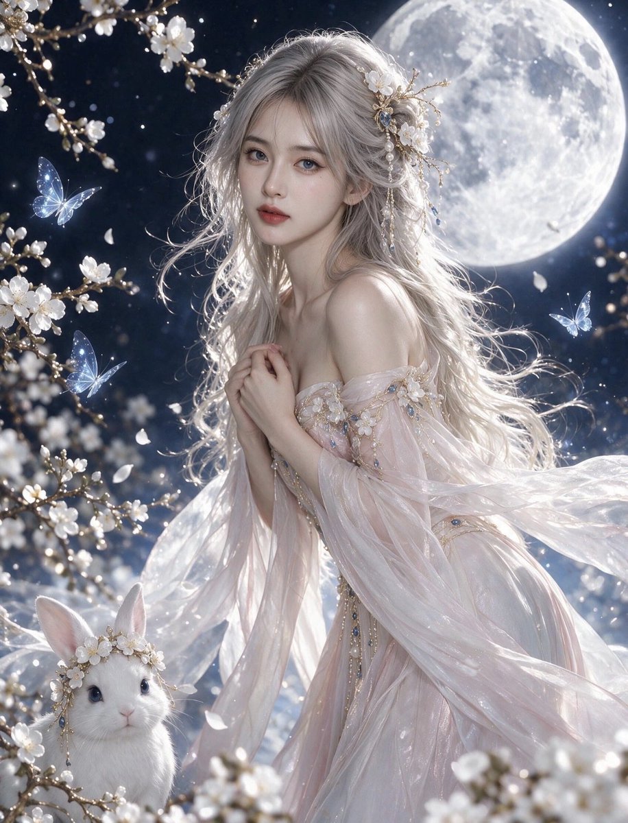 Dandaforfunoob's tweet photo. 月下白衣飘然，恍若仙子入凡尘 🌕✨ A moonlit beauty from a Chinese dream. #古风美女 #汉服 #古装 #ChineseBeauty #Hanfu https://t.co/6cqlhS6bTk