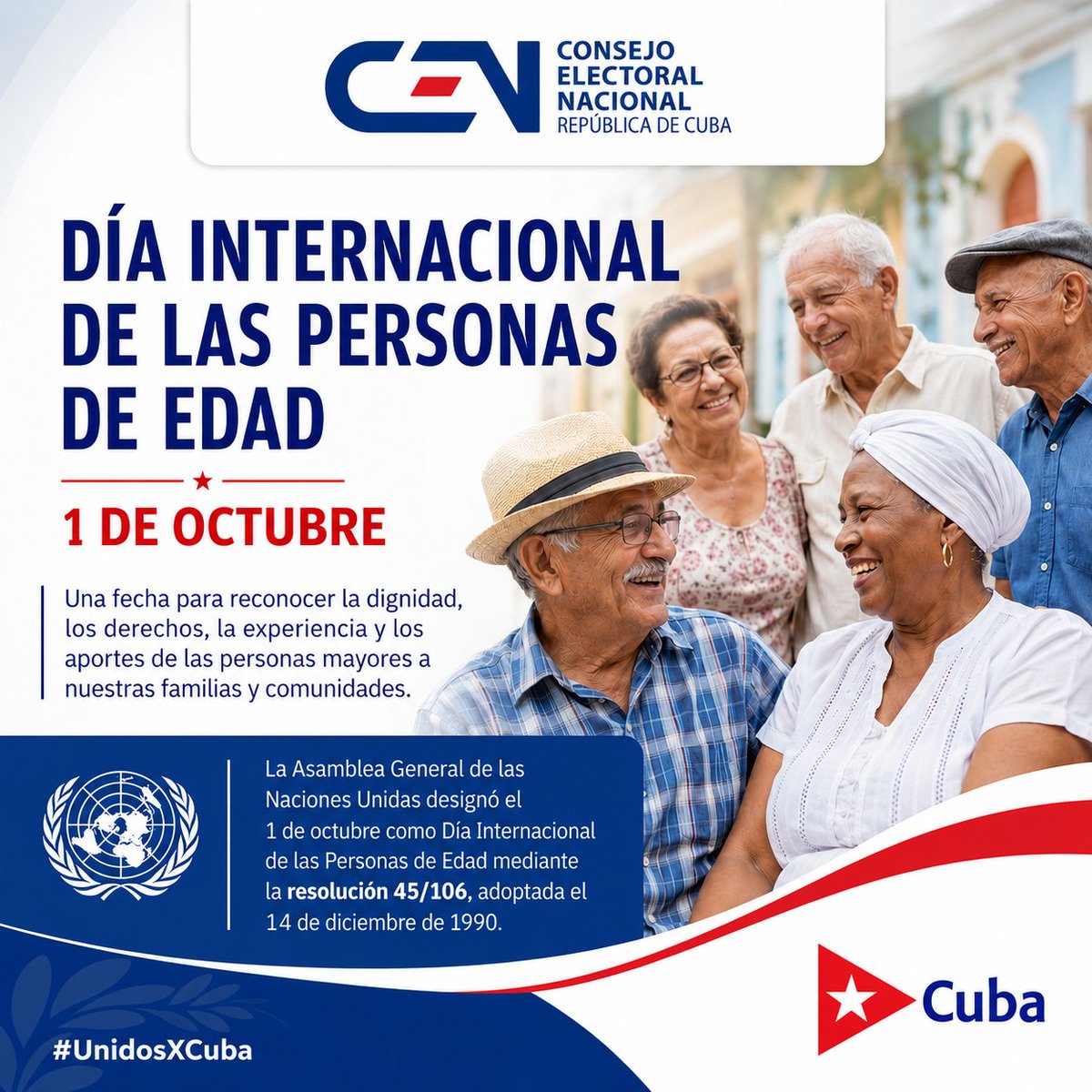 Elecciones_Cuba's tweet photo. 🇨🇺Las personas de edad son impulsoras del progreso y aportan sus conocimientos y experiencia en ámbitos como la equidad en la salud, el bienestar económico, la resiliencia de las comunidades y la defensa de los derechos humanos👴👵 https://t.co/ADS6BcCK0q