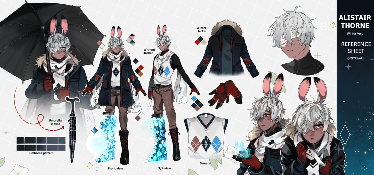 TwoBitRabbit's tweet photo. @KohakuKuroVT I wonder what you'll think of this bun. You can think of the butler outfit as the pre-time skip and the winter version as the post-time skip.

An arctic hare who lost his lucky rabbit's foot to someone he trusted. My heart grew cold and gave me ice powers. https://t.co/TsReklVPZ9