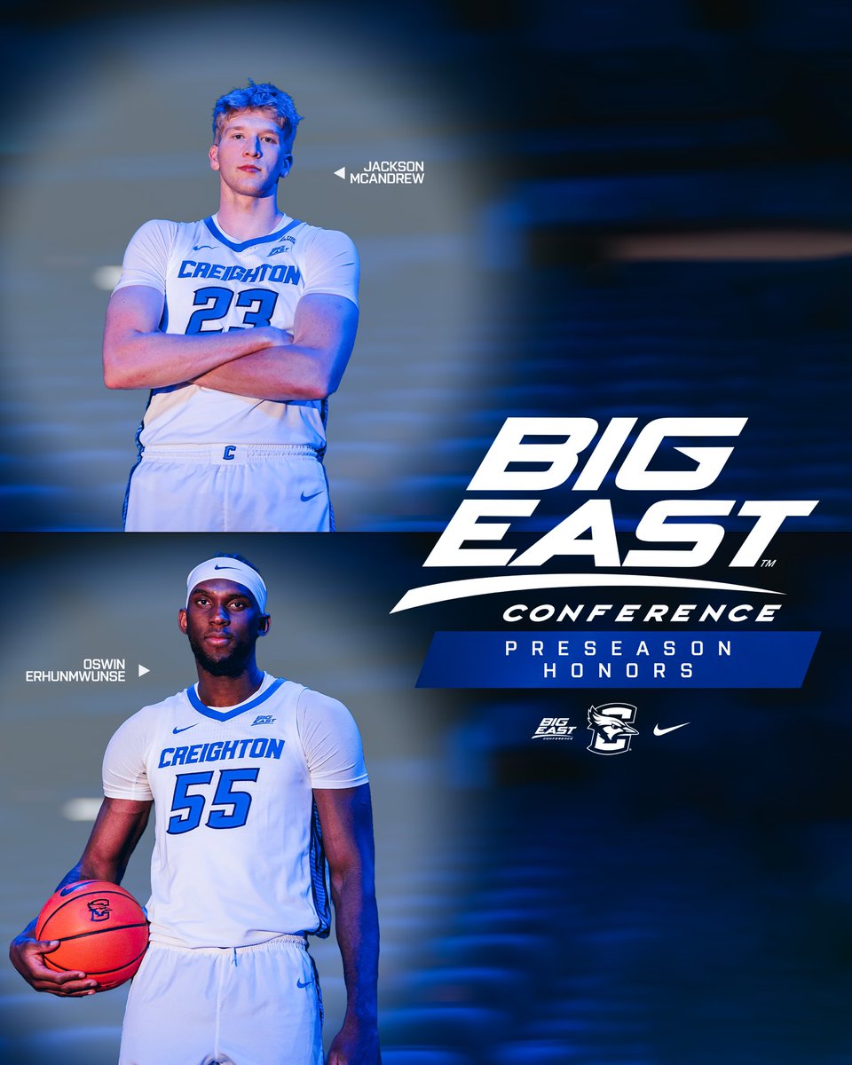 BluejayMBB's tweet photo. Congratulations to Jackson McAndrew and Oswin Erhunmwunse on earning @BIGEAST Preseason Honors!

🔗: https://t.co/kc399ArJeb

#GoJays https://t.co/OFn7YpqXcj