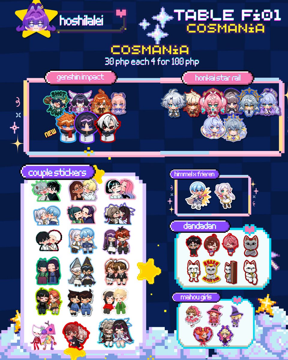 hoshilalei's tweet photo. ✨ Here's my catalogue for CosMania 2026! ✨
❤️, ⌨️, and 🔁 are greatly appreciated
Lads, Chiikawa, Green Yuri, zomst ,alnst, f/ace, KoG &amp; more
✨Pre-orders are now open! Feel free to browse
Thank you so much! See u there 
@CosplayManiaPH #cosmania2026 https://t.co/ZHZv9Pjh0e