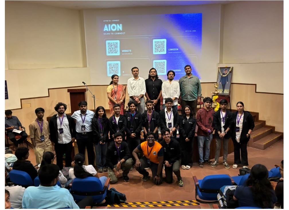 aion_rit's tweet photo. ASYNC’26 is officially underway. ⚡

From the inauguration to the AION Club launch, today marked the beginning of 24 hours of building, collaboration &amp; innovation.

4 tracks. ₹1L prize pool. One goal: Build What the Next Decade Needs.

The clock is ticking. ⏱️

#ASYNC26 #AION https://t.co/Q36demEiyb