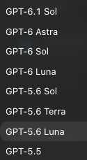 JavyDiaz's tweet photo. Are you serious Open AI?    6 Choices?  @grok , any idea what these models do?  Pricing?  Strenghts?  I'm thinking 6 is the new kid in the block?  5.6 is Legacy?  Astra is their money maker? https://t.co/KjXjgawST6