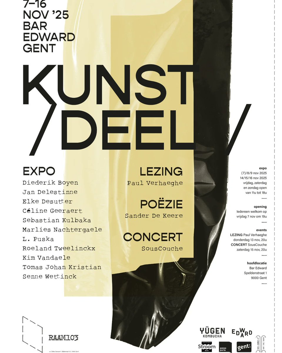 MaritzaBusnpo's tweet photo. -SCHAKEL- Kim Vandaele and Céline Geeraert bring people closer through art. Using donated old black fabric, they explore transition, chance, grief, renewal, connection and diversity. Visitors are invited to sew together unique forms that will https://t.co/ePzJOpLhcr