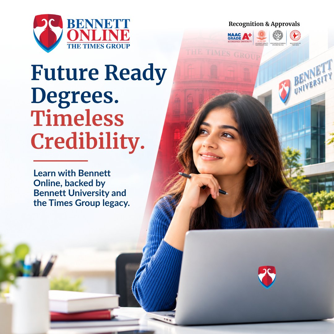 bennettcdoe's tweet photo. Future-ready degrees with timeless credibility. Learn with Bennett Online, backed by Bennett University and the Times Group legacy.

#BennettOnline #BennettUniversity #FutureReadyDegrees #OnlineMBA #OnlineBBA #TimesGroup https://t.co/7t4RNrhAXx