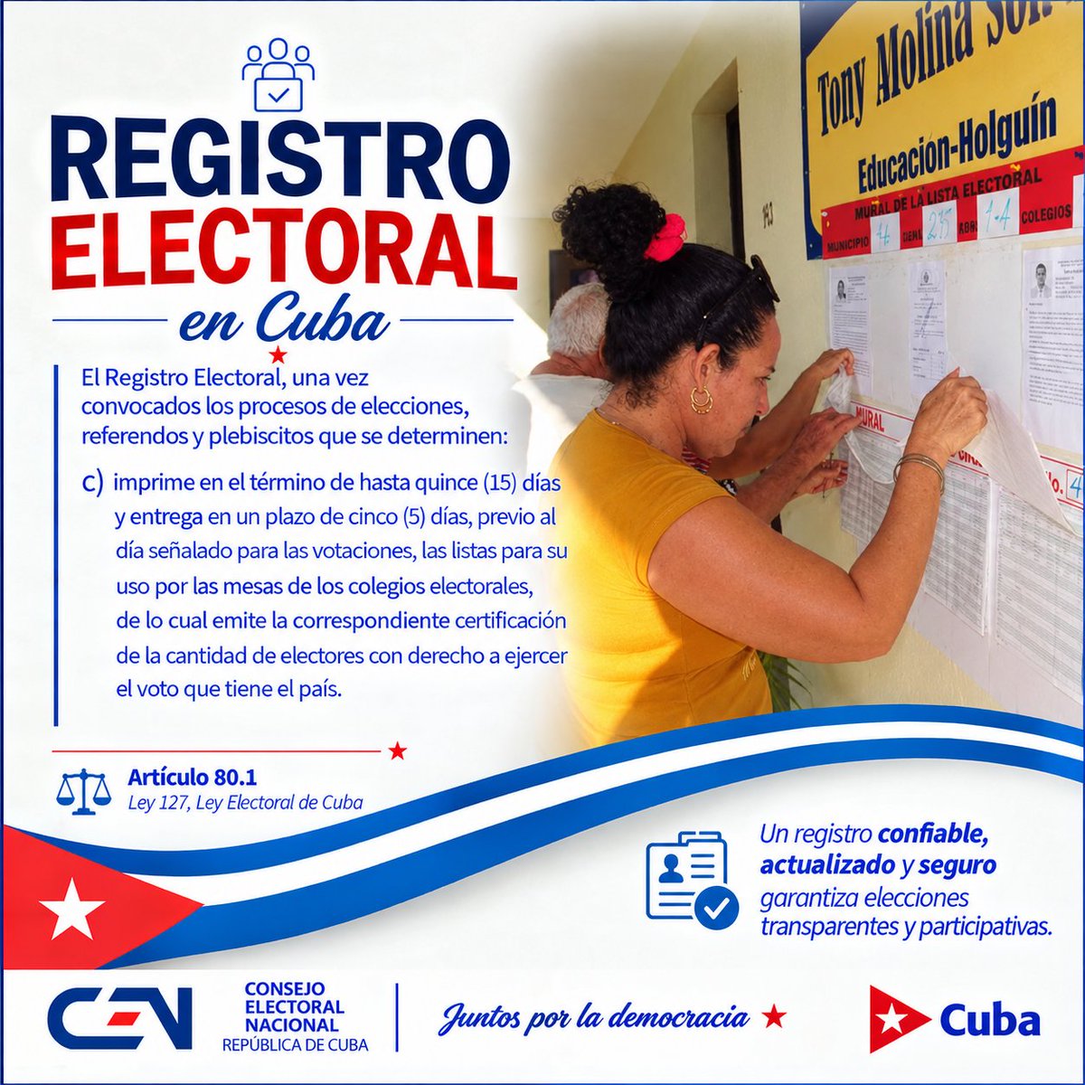 Elecciones_Cuba's tweet photo. #JuntosPorLaDemocracia 🗳Registro Electoral en Cuba: 
Base Fundamental para el ejercicio democrático del voto🇨🇺 https://t.co/1REpRnO7cH