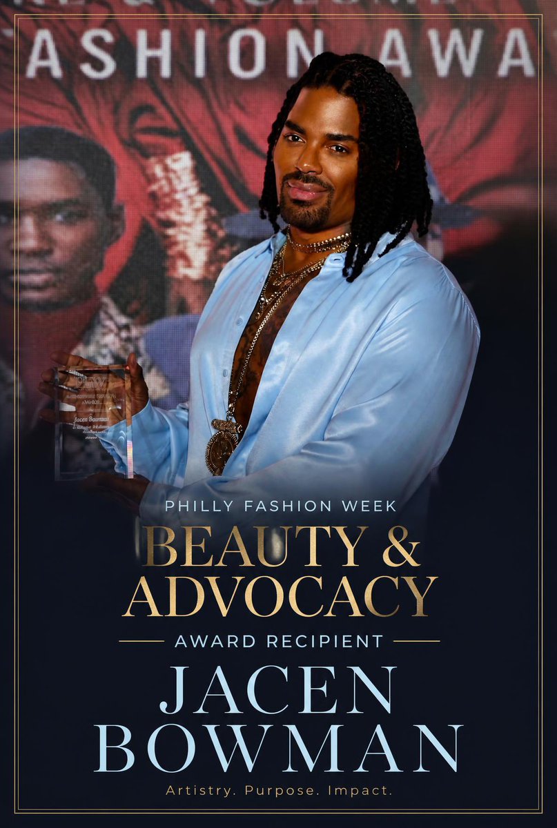 JacenBowman's tweet photo. Thank you @PhillyFashionWk  Beauty taught me how to help people see themselves. Advocacy taught me how to fight for a world that sees them, too. 🩵 https://t.co/kYl7SolkJ0