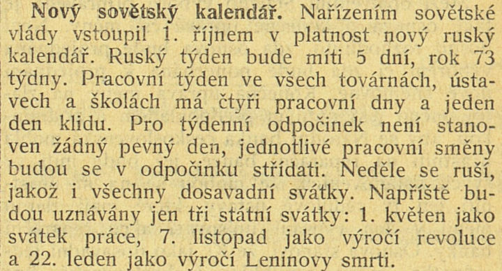 kalendarbeda's tweet photo. 1.října 1929 byl v Sovětském svazu zaveden nový Sovětský revoluční kalendář s pětidenním týdnem. Obyvatelstvo bylo rozděleno do pěti skupin, vždy čtyři skupiny pracovaly a jedna odpočívala. Vyrábělo se tak nepřetržitě, proto se kalendáři říkalo 'nepreryvka'. Nastal chaos. https://t.co/vz94Zkxknd