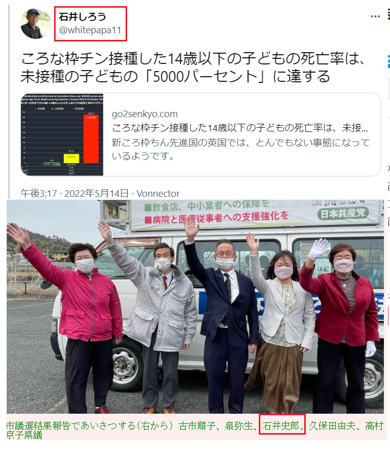 kamesan1959's tweet photo. 共産党は、他党には「議員辞職せよ！」と叫ぶが、自党には寛容

柳井　誠さん　他人の車2台を壊しても議員辞職拒否
田村優子さん　役所DB不正アクセス幇助、辞職拒否
石井しろう氏　反ワクチンで離党、辞職拒否
結城　亮さん　れいわ支持表明離党、辞職は拒否 https://t.co/H63tVQBkBF