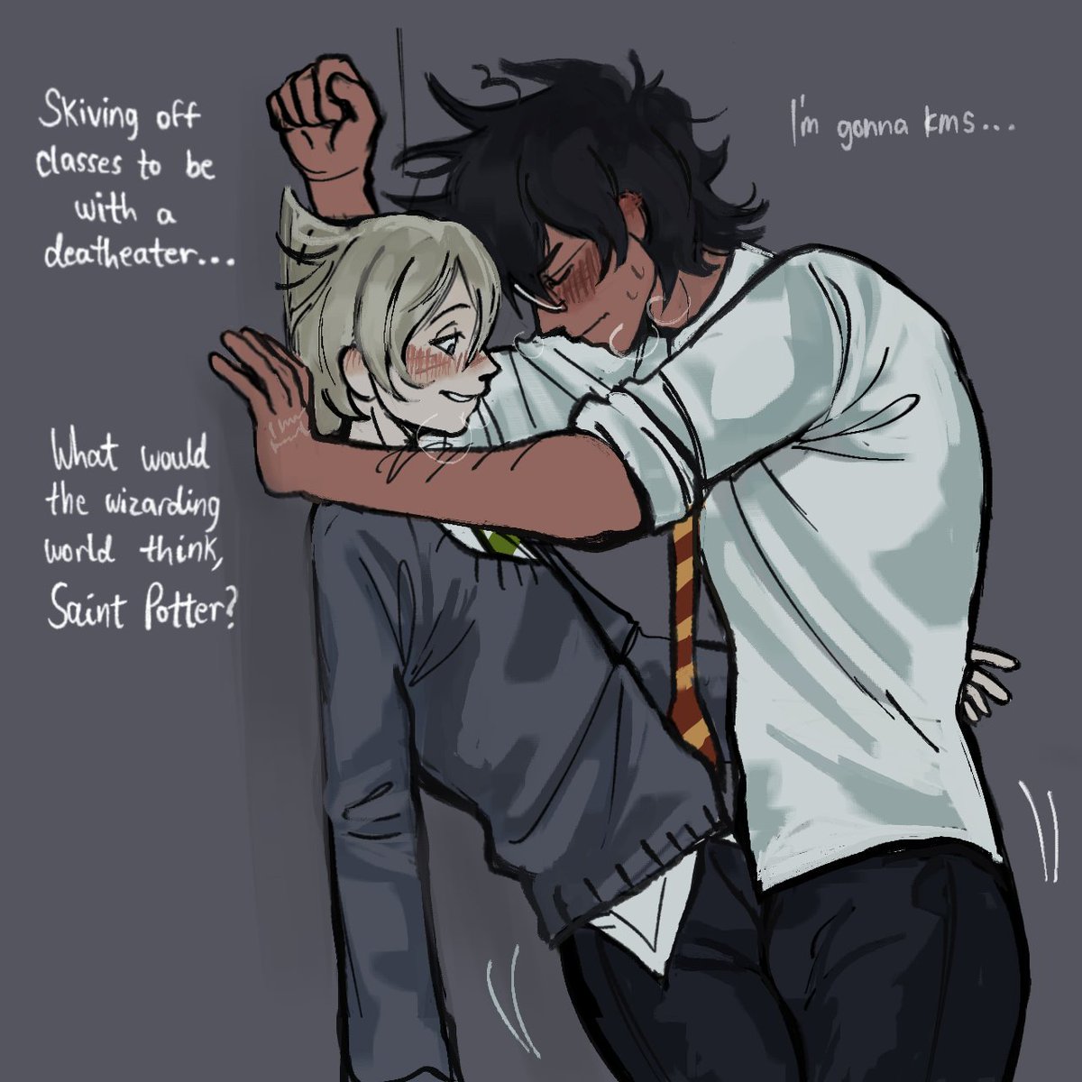 rysunn1's tweet photo. 8th years dryhumping in the broom closet  #drarry #hpdm https://t.co/ueTvEvGAZ8