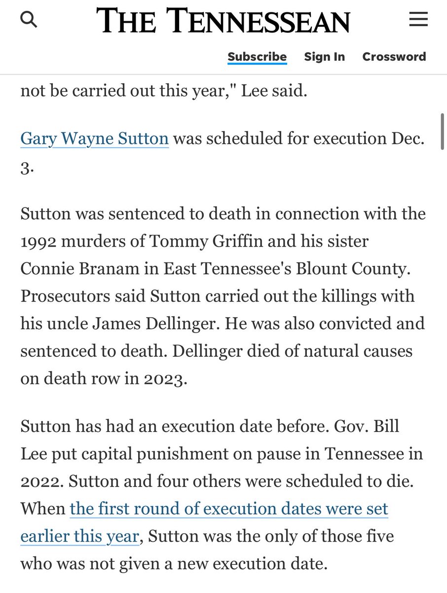 TheLinzerShow's tweet photo. 🚨 BREAKING: TENNESSEE HALTS EXECUTIONS FOR THE REST OF 2026 AFTER CHRISTA PIKE SURVIVES EXECUTION ATTEMPT

Gov. Bill Lee has now paused all remaining executions this year and ordered a comprehensive third-party review after Christa Pike survived two doses of pentobarbital.

That means Gary Wayne Sutton’s Dec. 3 execution will not go forward this year.

This went from one execution to a statewide crisis in Tennessee’s death penalty system overnight.

Source: The Tennessean