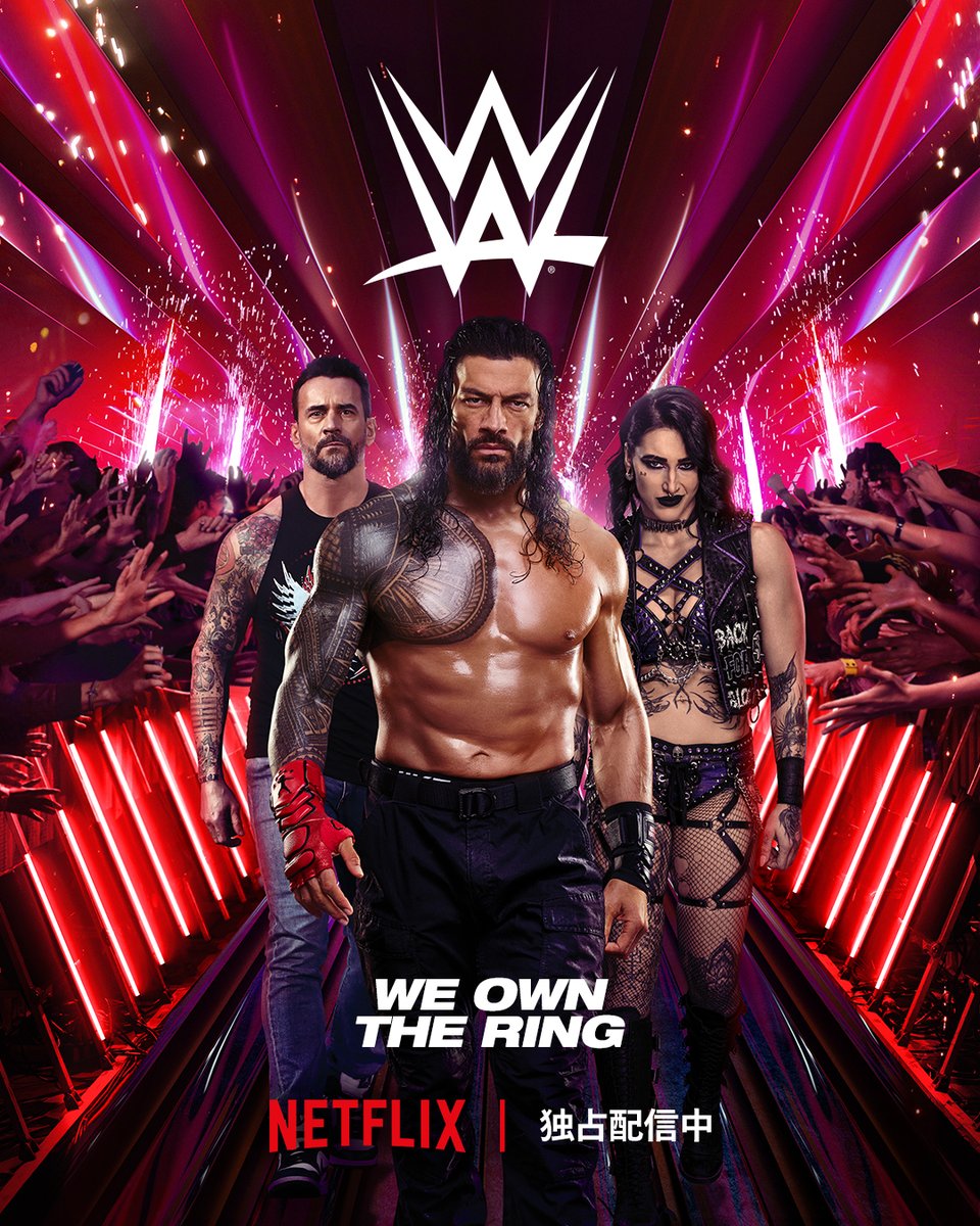 NetflixJP's tweet photo. 2026年10月より
世界最大のプロレス団体
WWEの試合＆番組コンテンツを
Netflix独占配信！

🔴ライブ配信スケジュール🔴
◆WWE Raw
毎週火曜AM9:00
初回：10月6日（火）AM9:00〜

◆WWE SmackDown
毎週土曜AM9:00
初回：10月3日（土）AM9:00〜

◆WWE NXT
毎週水曜曜AM9:00
初回：10月7日（水）AM9:00〜

さらにプレミアムライブイベントや
一部の過去アーカイブも続々配信🔥
※Netflix全プラン追加料金なし

◆Money in the Bank
ライブ配信：10月11日（日）AM7:00〜
◆WrestleMania
◆Royal Rumble
◆SummerSlam

#WWE