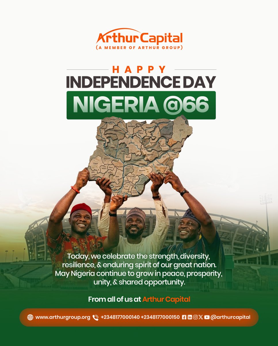Arthur_Grp's tweet photo. Happy Independence Day, Nigeria!

From all of us at Arthur Capital Limited. 

Join our upcoming webinar: Family Office: A Shariah-Compliant Approach to Wealth Preservation &amp; Legacy Planning

Register here: https://t.co/zncC0xTJX1

#independenceday #Nigeria66  #Arthurcapital https://t.co/0LxwkWrBpQ