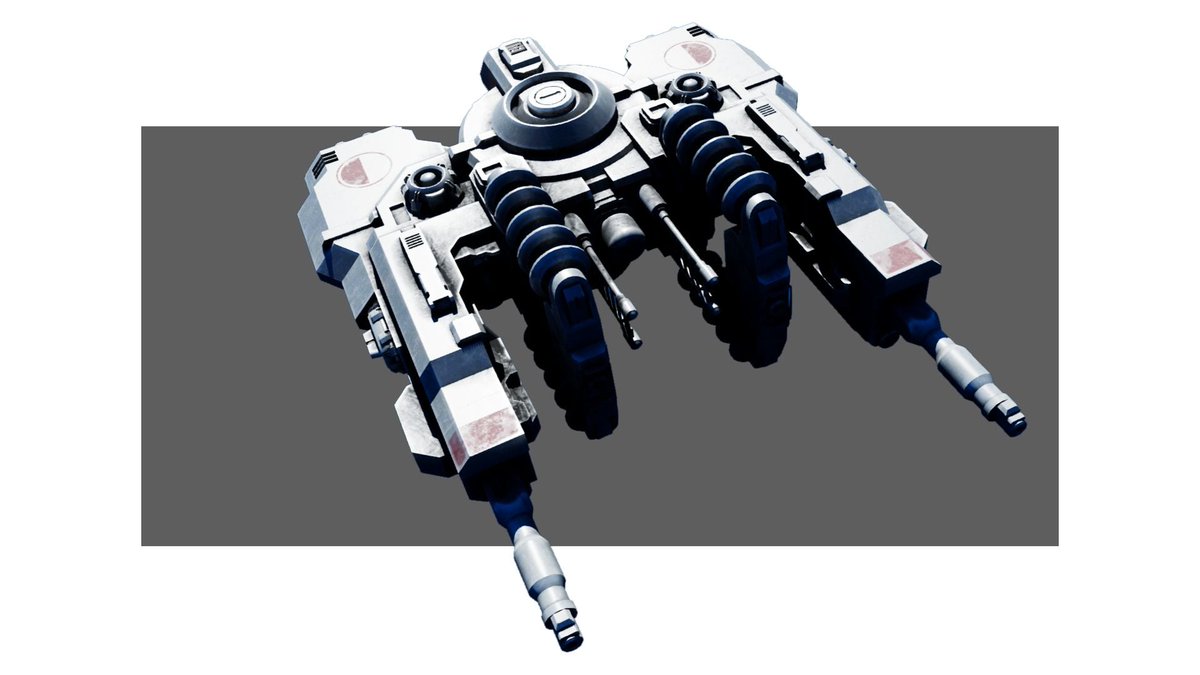 astrokillgame's tweet photo. WIP industrial mining vessels for the last day of #shiptember  The smaller ship breaks apart asteroids with its twin cannons, extracts solcrys from the fragments, and then deposits it into the freighter.  I'll post more about this gameplay mechanic soon :) #spaceship #gamedev https://t.co/m2H3ZpTVe4