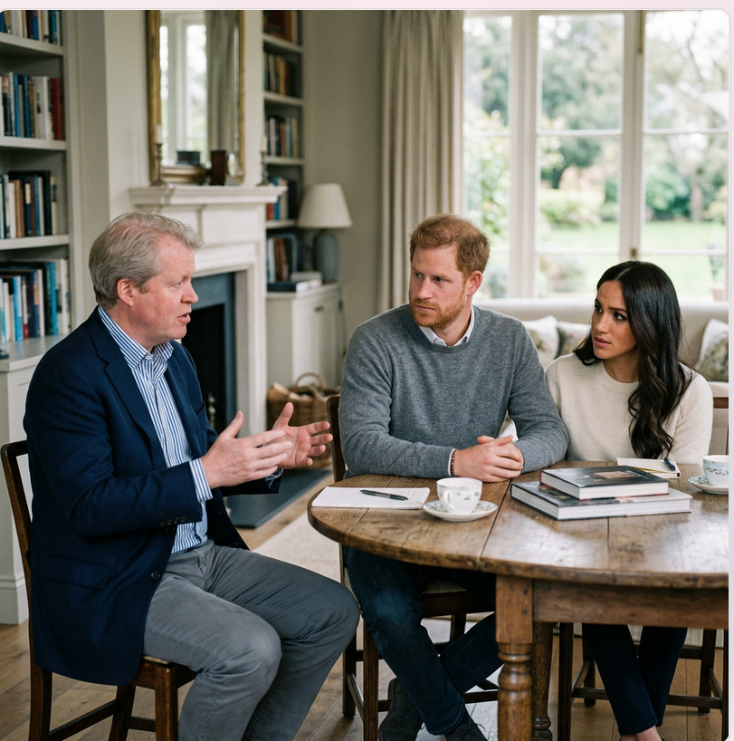 RobinLynnKing2's tweet photo. So the three are together again. #Spencer #JustHarry and #TheWife
Wondering why its not gone as planned.
Spencer "I have no idea I was sure King Charles would have Abdicated after all I said about him in my book, And I tried to get you the security you are wanting Harry but nothing so far." Harry says "its okay Uncle I know I mean I wrote a book about Pa and William , and William still won't take my calls and pa will not pay my bills . " Then the Wife " Well I am selling jam and honey and mine is better than his , And no matter how many word salad speeches I give , They still love Catherine more , they do not know I am the 2nd diana "