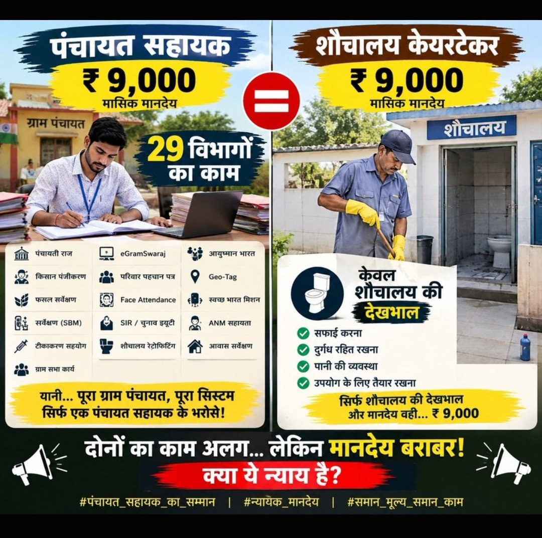 chaudharydrs's tweet photo. हम डिजिटल पंचायत बना रहे हैं, पर खुद की जिंदगी में अंधेरा है।
मानदेय बढ़ाओ, भविष्य सुरक्षित करो।
@UPGovt @myogioffice
#पंचायत_सहायक_संघर्ष 
@psunionup 
@Ahmad_Azeem_ 
@BhimArmyChief https://t.co/M1LXZb8Hpr
