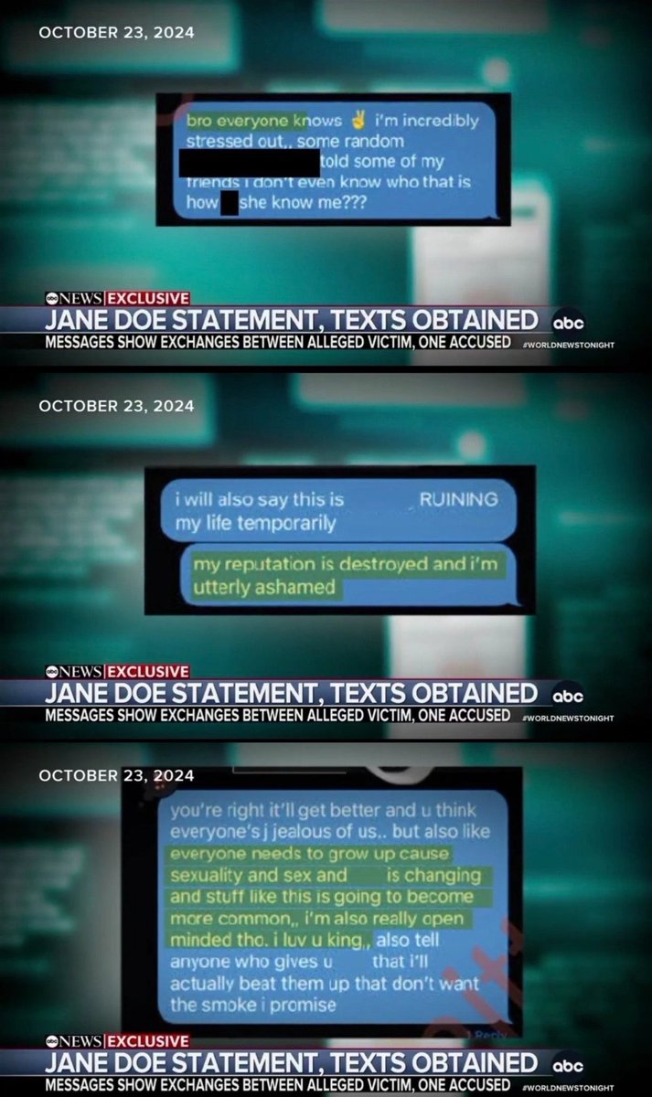 AFpost's tweet photo. Text messages from October 23rd, 2024, after Jane Doe’s alleged gang rape on October 19th but before her November 8th report to the police claiming she was assaulted show Doe admitting to being “utterly ashamed” of participating in a ketamine fueled orgy with Cornell Chi Phi members, while also boasting about being "open minded" when it comes to sex.

Doe tells a friend that people need to "grow up" regarding sex and sexuality, adding that "stuff like this," referring to the orgy, will become more "common."
Doe further stated that public knowledge of her sexual activities was "ruining" her life and reputation.

The text messages contribute to mounting evidence that Doe changed her tune on her sexual encounter, framing it confidently to police as a rape by mid-November, because she hoped to evade accountability for the incident. 

Follow: @AFpost