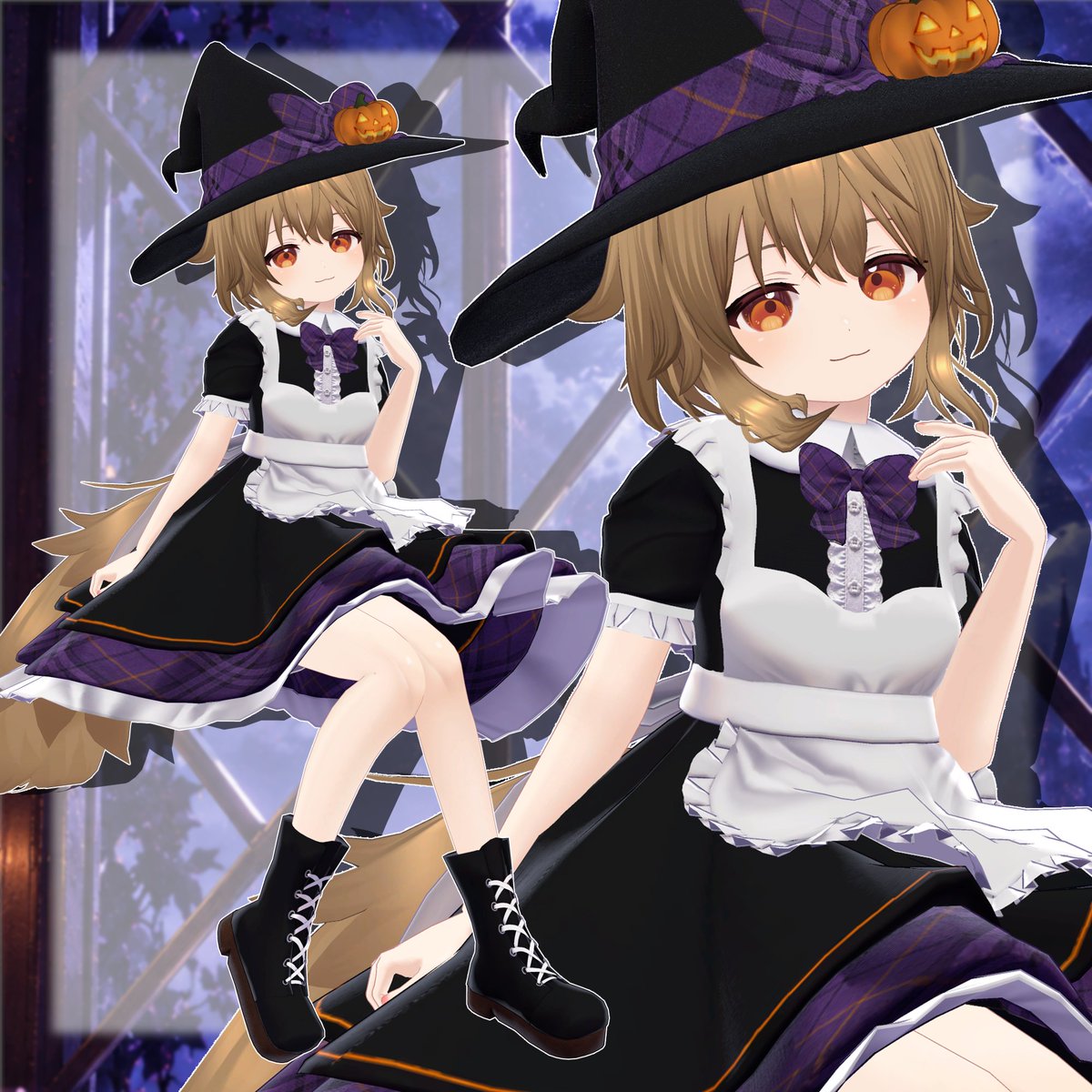 hanabayashi_Lab's tweet photo. 🎃新作衣装🎃

魔女×メイドをテーマにした「HalloweenMaid」販売開始しました！
魔女帽子とメイドカチューシャ、2つのスタイルが楽しめます♪
帽子のハロウィン要素を非表示にすることも可能なのでハロウィン時期以外でも着用できます🌟

商品ページ→https://t.co/rKaD1cJv4H

#VRChat #3D衣装 #BOOTH https://t.co/M2PXFRJHXP