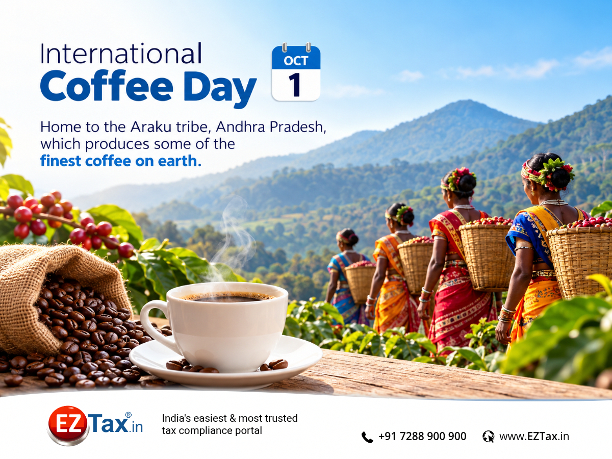 EZTaxIndia's tweet photo. From the hills of Araku to your morning cup ☕🌿  

This International Coffee Day, EZTax is celebrating the rich coffee heritage of Araku, Andhra Pradesh — home to coffee grown amidst the Eastern Ghats.

#EZTax #InternationalCoffeeDay #CoffeeDay #Araku #AndhraPradesh https://t.co/DWdBumD5Nb