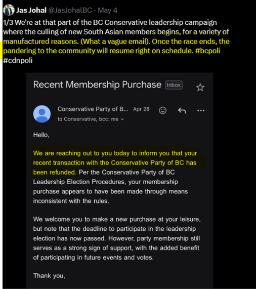BcMeggster's tweet photo. You are the same Anthony Koch involved in electoral corruption and posted under the "Findaly files" for Caroline Elliot and foreign interference Teresa Wat, correct? Right @JasJohalBC  - and Kevin Falcon is also behind it?

#vanpoli #northvan #bcpoli https://t.co/g36X614DQZ