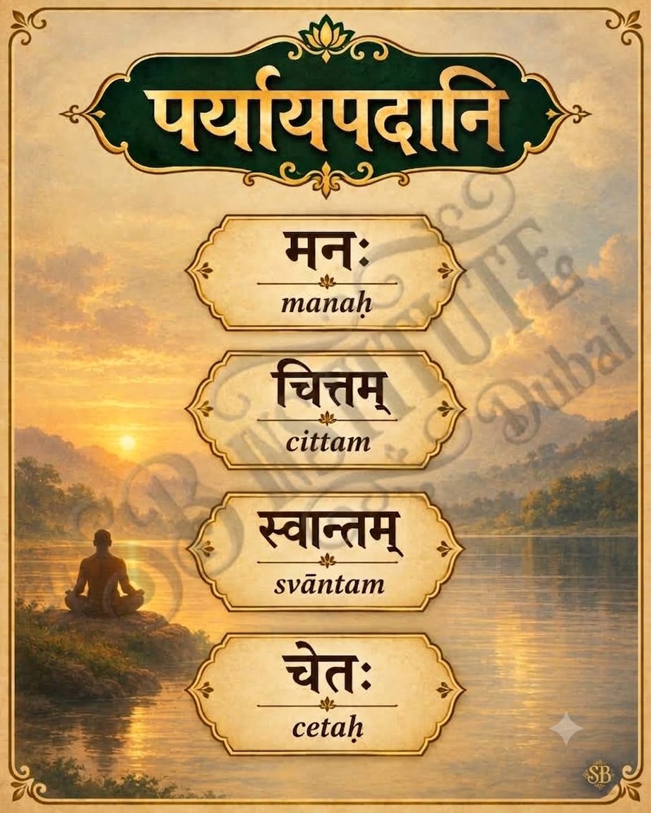 instituteSB's tweet photo. SAM0014-मनः - चित्तम्, स्वान्तम्, चेतः/manaḥ - cittam, svāntam, cetaḥ https://t.co/62zdefOxuq