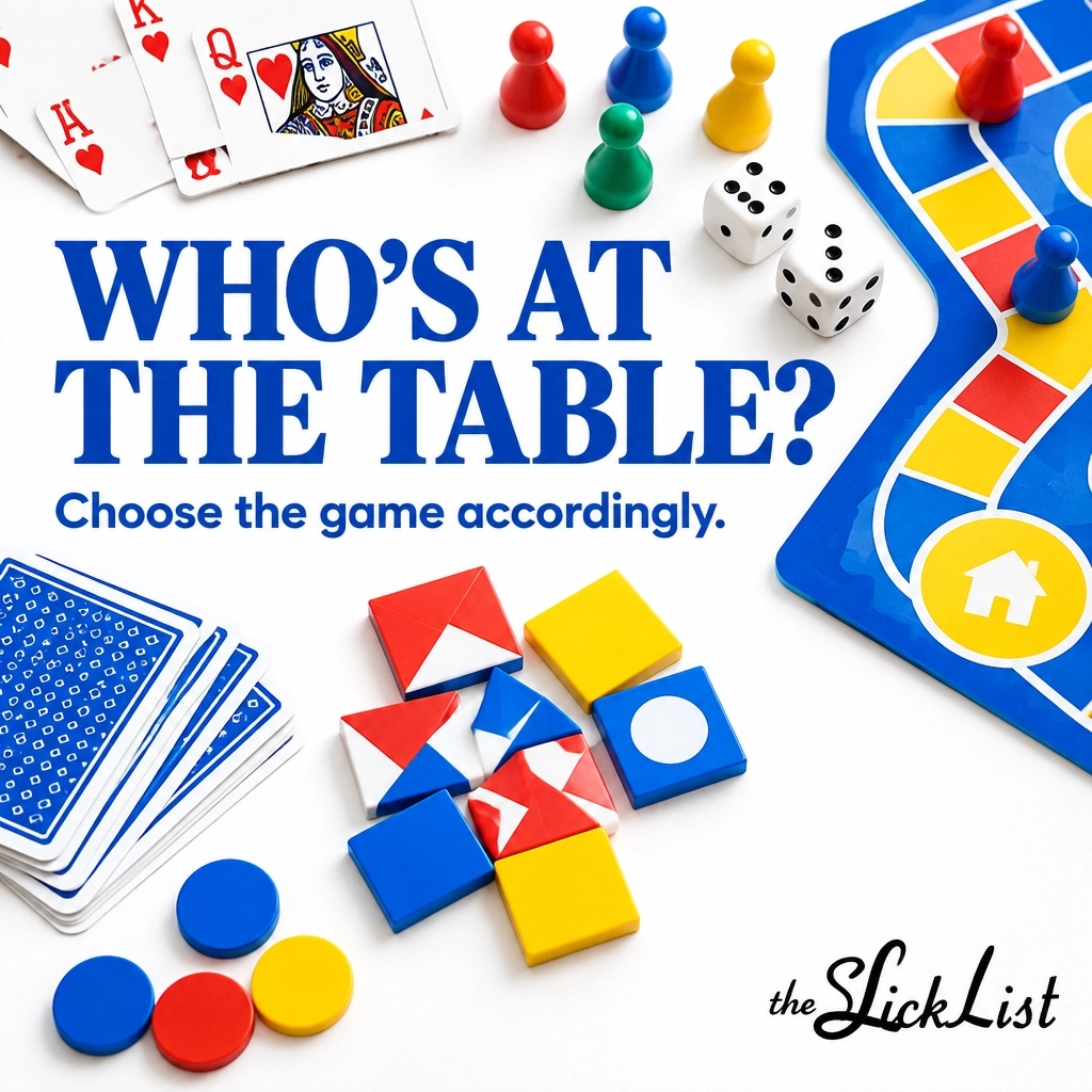 theSlickList's tweet photo. Who’s playing? 5 family games, 134,742 ratings: UNO (4.8/60,915) is learnable in a round and travels; Azul is the adults’ game, under an hour. Skip Sorry! The board tears. https://t.co/zg0DTndohk #BoardGames #theSlickList AI-assisted visual. https://t.co/japeMGCZ2X