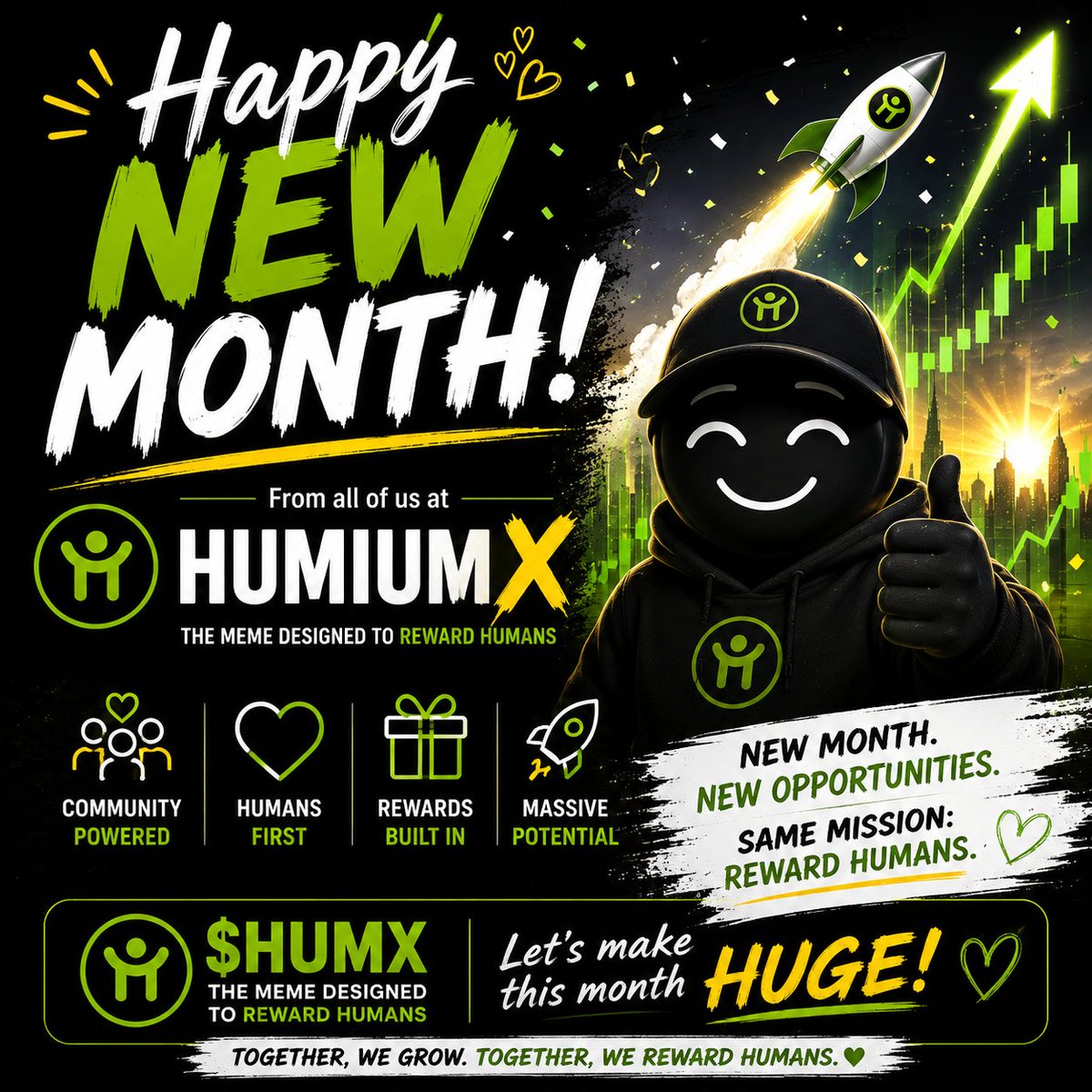 HumiumX's tweet photo. Happy new month Humans.

Uptober all the way 🚀🚀🚀 

$HUMX https://t.co/Wiyn00rJyM