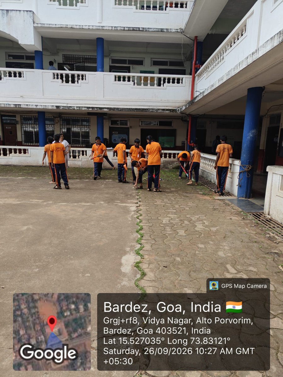 cruhgoa's tweet photo. A cleanliness drive was conducted by Clinical Research Unit (Homoeopathy), Ribandar, Goa at L.D. Samant Memorial High School, Alto Porvorim on 26.09.2026.
Dr. Anisha Naik, SRF(H), monitored the activity and encouraged students &amp; staff to actively participate.
#Swachhata #CRUHGoa https://t.co/SgceGXwczJ