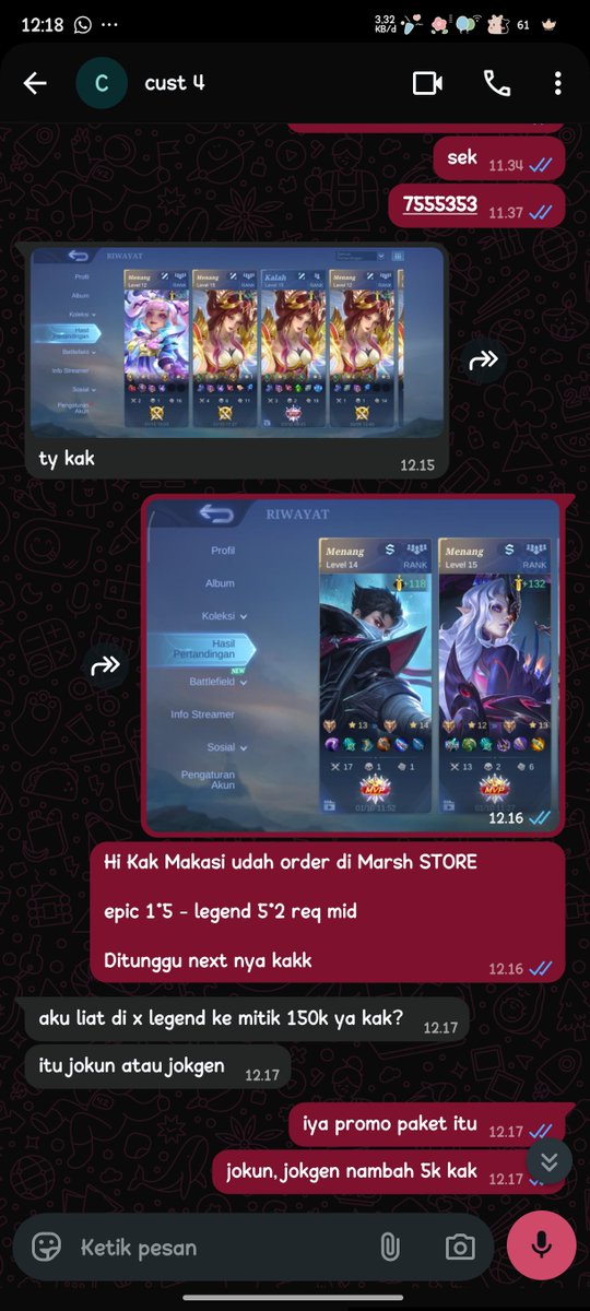 marshstorejoki's tweet photo. 6. jokgen epic 2 stars cust mid

.t joki ml jokgen vip
#zonauang #jokiml https://t.co/xSp0D6Xrsy