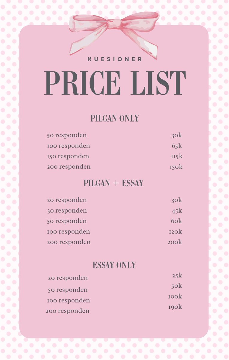 tealovy's tweet photo. Hai semuanya! aku buka untuk jasa isi kuesioner anti ngasal ya. 

Harga terjangkau, pertanyaan bebas, bisa request pengisian dan atur deadline sesuka hati kalian juga! sudah pasti 100% manusia ya no bot no hack ✅

Mimin juga nerima essay ya. cus hubungi wa di bio untuk order 🥰 https://t.co/B4bJf4xAvK