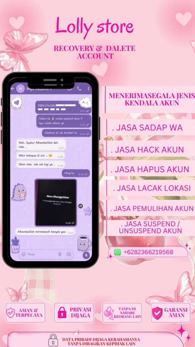 ujlesxi's tweet photo. Menerima Jasa Pemulihan &amp; Perbaikan Akun Sosmed : 

🩷 Pulihkan,Balikin &amp; Hapus/Nonaktifkan Akun 
🩷 Lacak Lokasi, Sadap Wa, Hack Akun

( Facebook, Instagram, TikTok, WhatsApp, Line, Twitter/X, Gmail/Email,Telegram, Game &amp; Lainnya ) 

Konsultasi ? WhatsApp Di Bio ya guys.. https://t.co/9KkXjZBQ8R