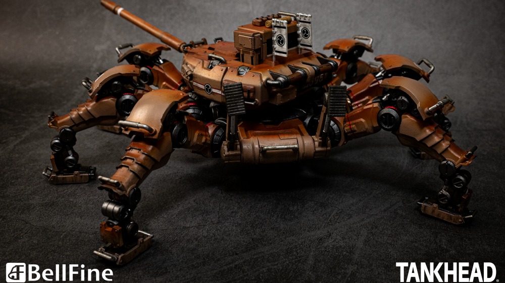 bell_fine's tweet photo. TANKHEADシリーズ第1弾
「TYPE 33 HEIKEGANI」好評予約受付中！

1/48スケール。
120mm主砲、対TANKHEADミサイル10基を備えた蟹型重装TANKHEAD。
Emerson Tungが描く「Neverwar」のメカが、プラモデル化。

▼取扱店舗はTANKHEAD公式HPから