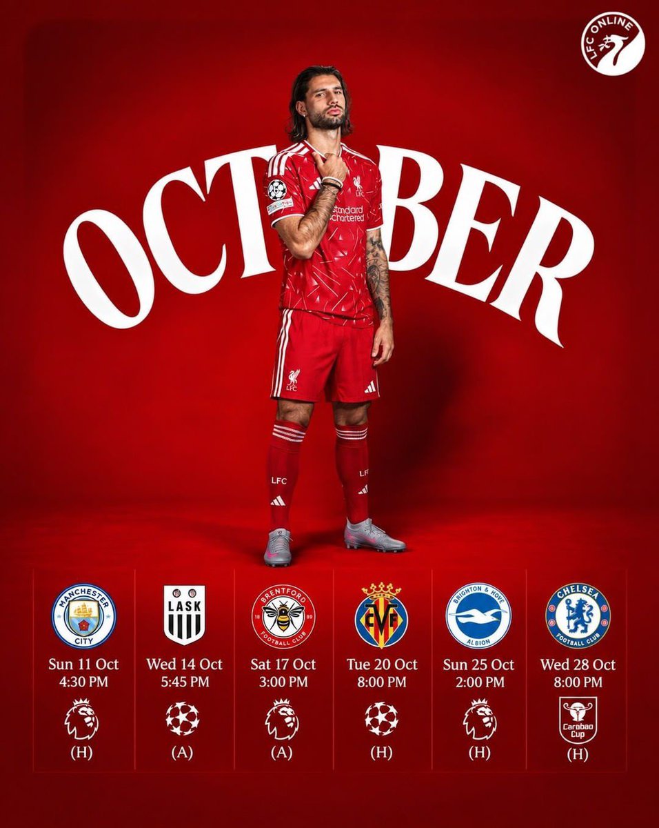 Lastofus2090's tweet photo. I see 18 points and 12 goals in this fixtures. Busy month ahead. #lfc https://t.co/YapdSG8W2r