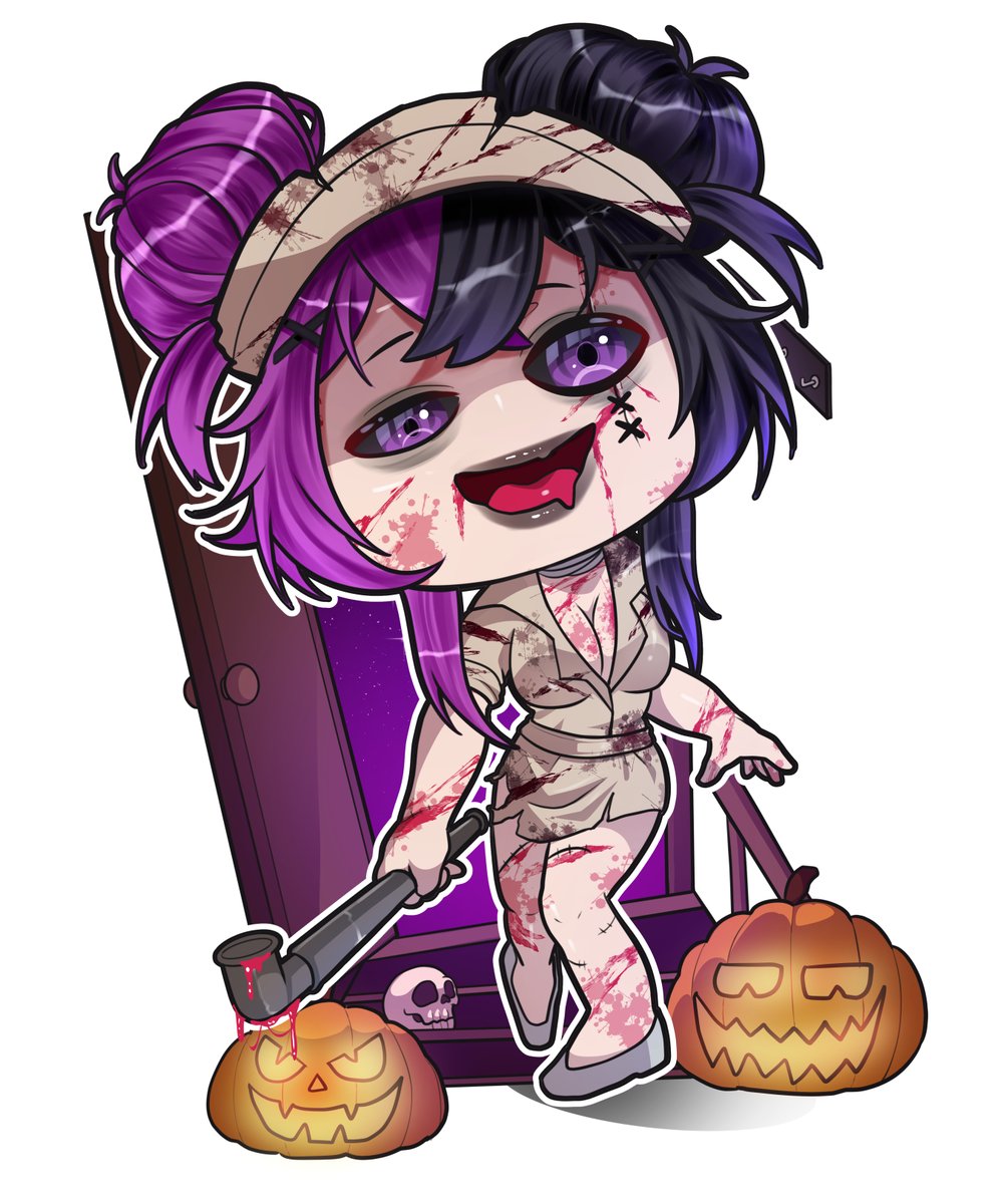 VaedraVT's tweet photo. HAPPY FRIGGIN SPOOKY SEASON EVERYOOOONE! I am SO excited to get into some scary games this month and maaaybe a new outfit too?? I wish you all a very comfy cozy, treat-filled month <3

artist: rinkaariin on vgen and twitter https://t.co/iQNtgM4LKo