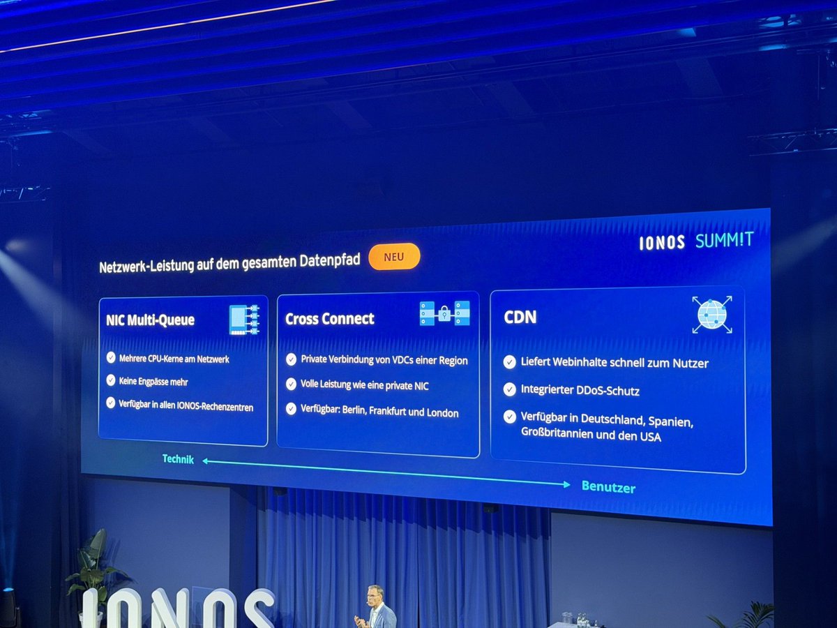 thking's tweet photo. The new AI Model Hub and vGPU services announced at yesterday's @IONOS Summit are exactly what enterprises need right now. But a powerful AI model isn't very useful if it takes months to provision the network connection to it.

Enter the @DE-CIX Cloud and AI Exchanges. We offer hundreds of gigabits of capacity for direct, private connectivity to your business-critical AI workloads. You handle the AI models; we handle the plumbing. And thanks to our automation, you can establish those secure connections in seconds.