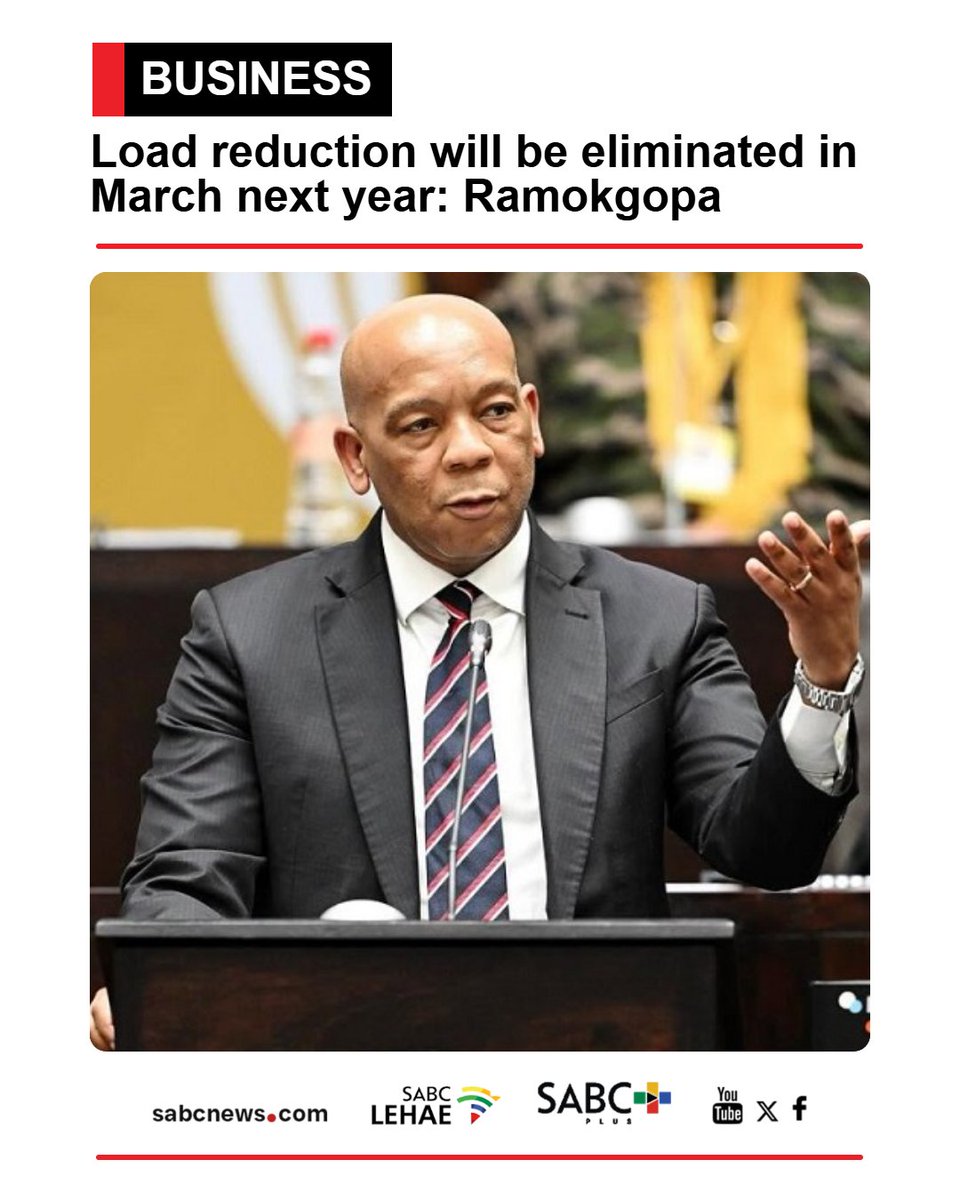 SABCNews's tweet photo. Electricity and Energy Minister Dr. Kgosientsho Ramokgopa has announced that load reduction will be eliminated by March next year. https://t.co/jIEcxCPvEU https://t.co/ulA8QaxVs3
