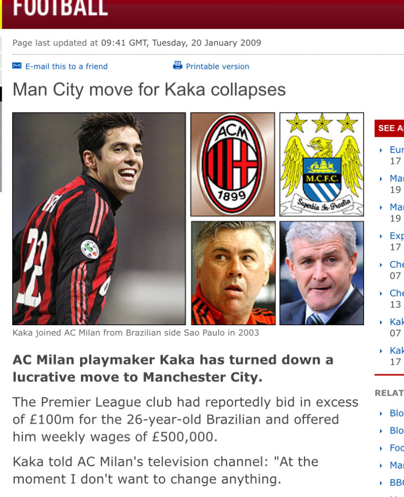 FK09____'s tweet photo. The warning signs were already there. £100 million bid for Kaka and offering him 500k a week in wages back in 2009 was absolutely insane 🤣 https://t.co/7FwIDhfG9n